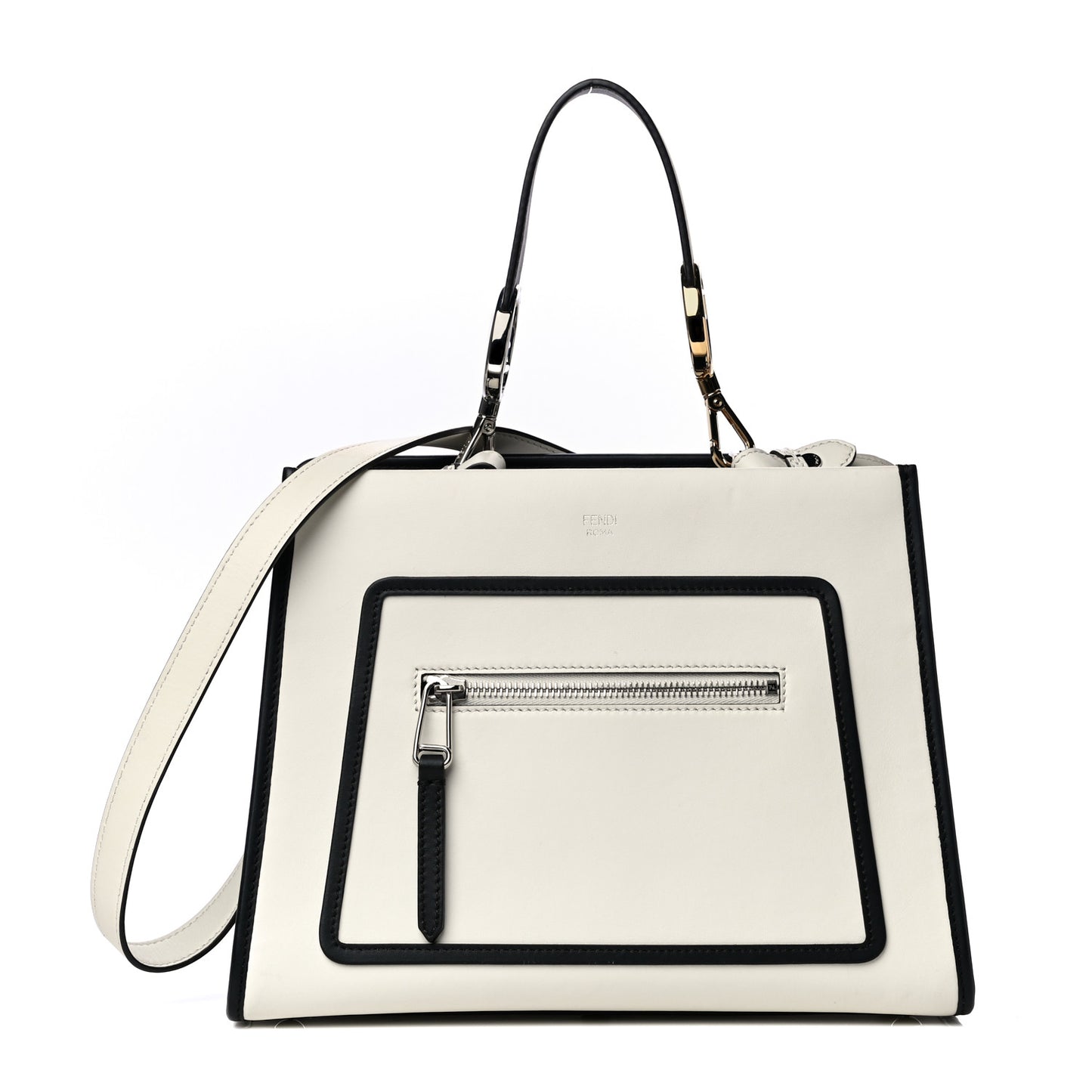 Vitello Century Opaco F is Fendi Bi-Color Small Runaway Satchel White Ice Black