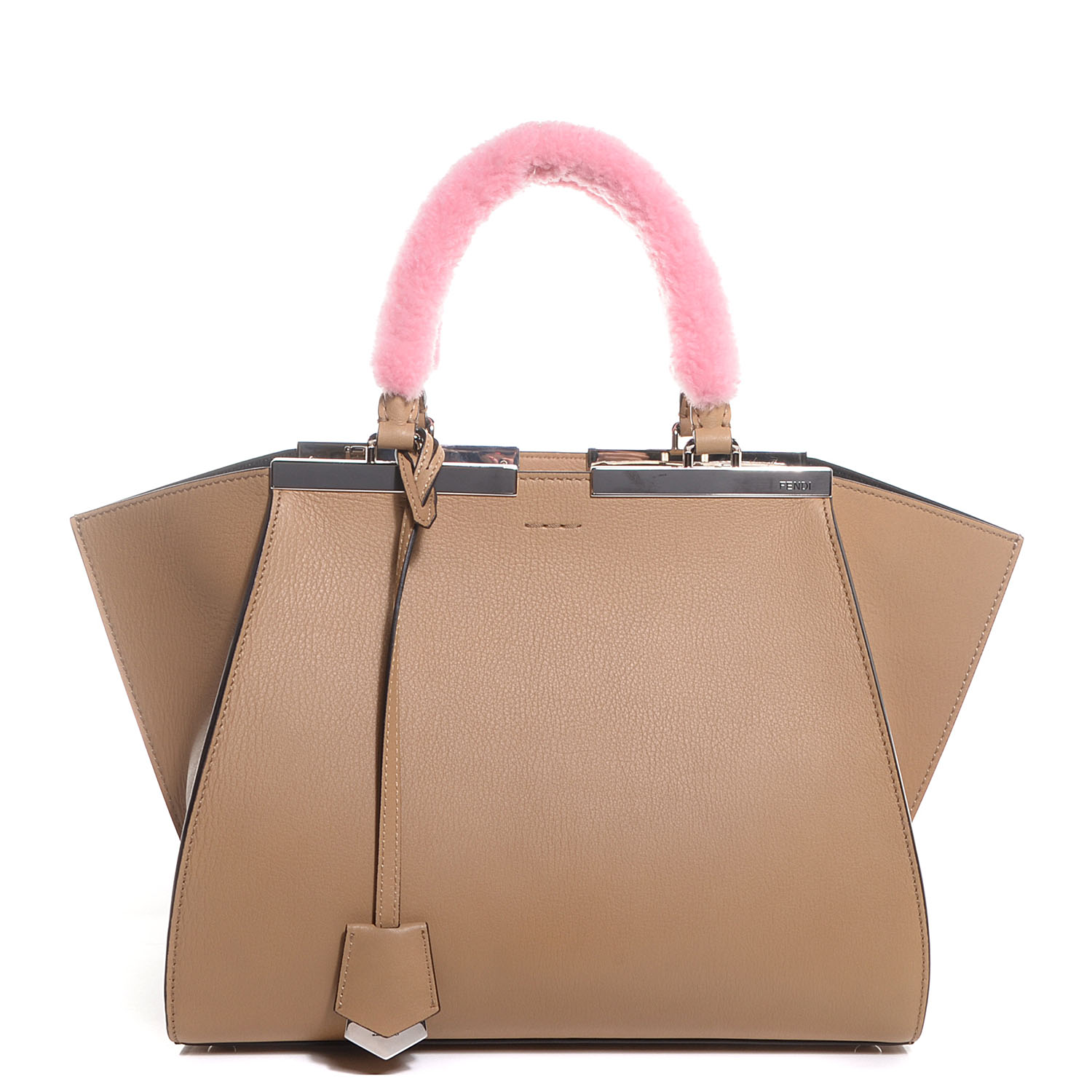 Fendi Calfskin Shearling Petite 3Jours Tote Tan 1 of 12