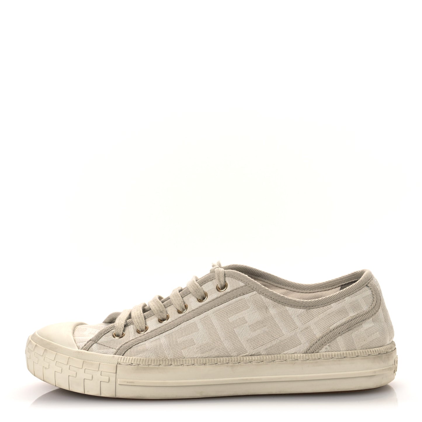 Woven Fabric FF Womens Domino Low Top Sneakers 39 White Beige