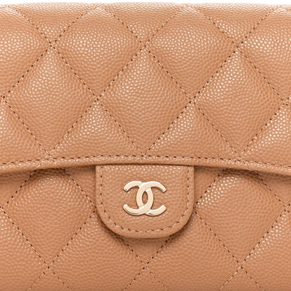 Chanel Caviar Quilted Large Gusset Flap Wallet Beige 9 of 11