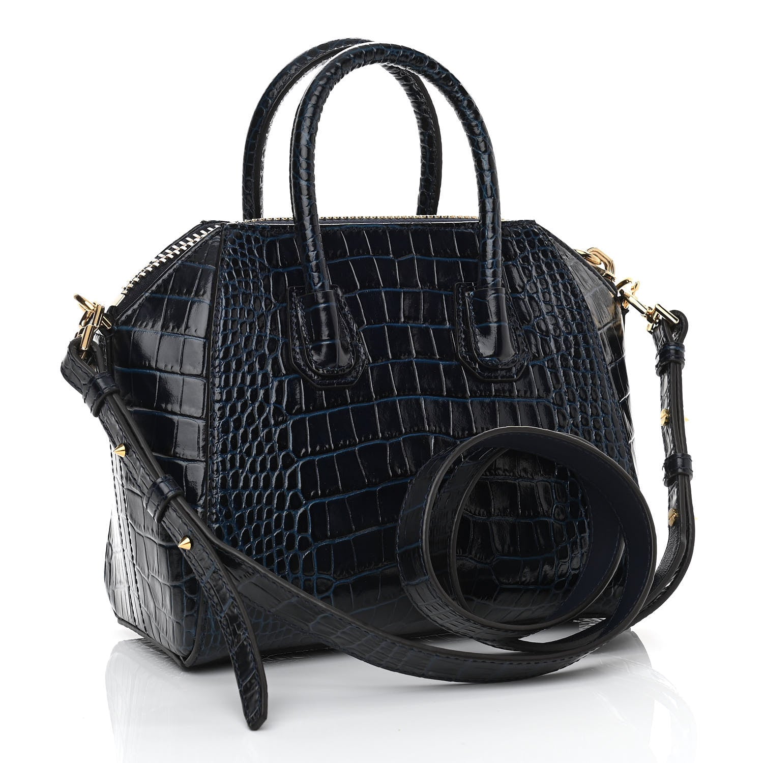 Givenchy Calfskin Crocodile Embossed Mini Antigona Navy 3 of 10