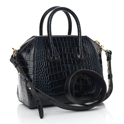 Givenchy Calfskin Crocodile Embossed Mini Antigona Navy 3 of 10