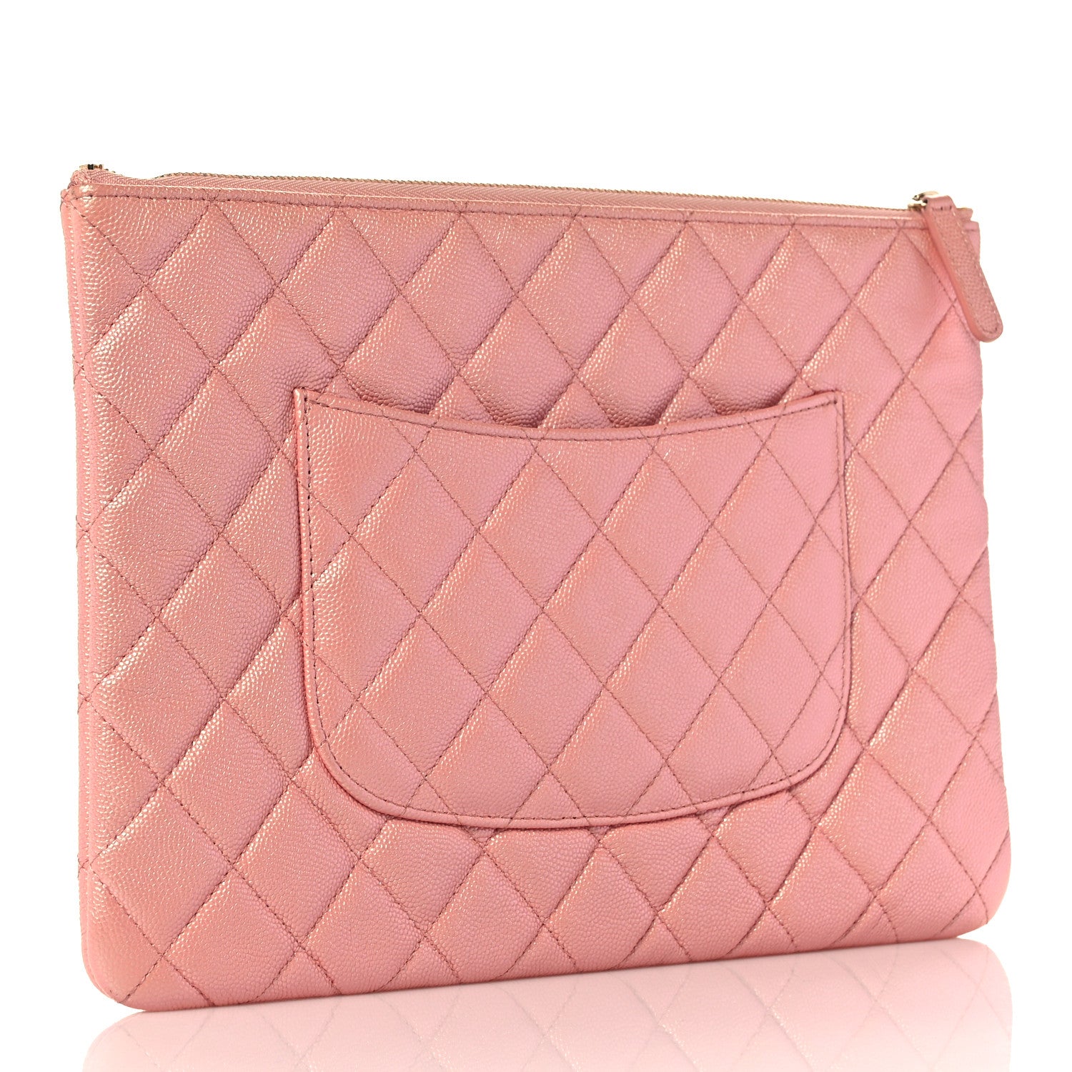 Chanel Iridescent Caviar Quilted Medium Cosmetic Case Rose Pink 3 of 9