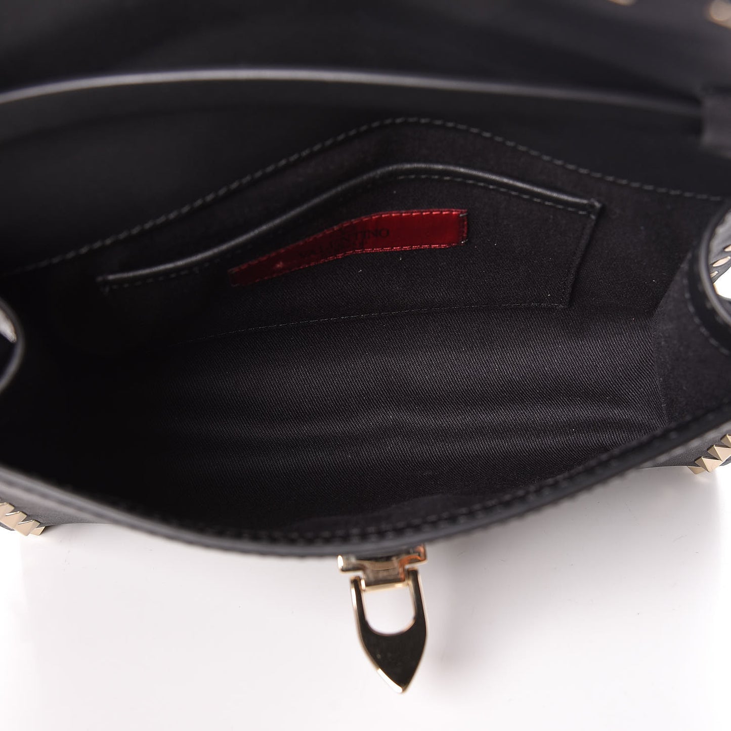Vitello Medium Rockstud Flip Lock Crossbody Bag Black