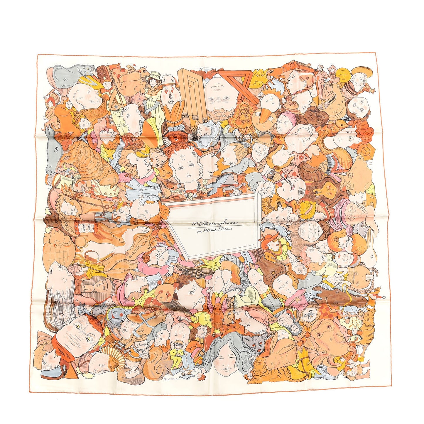 Silk Metamorphoses Par Paris Scarf 90 Cendre Brun Jaune