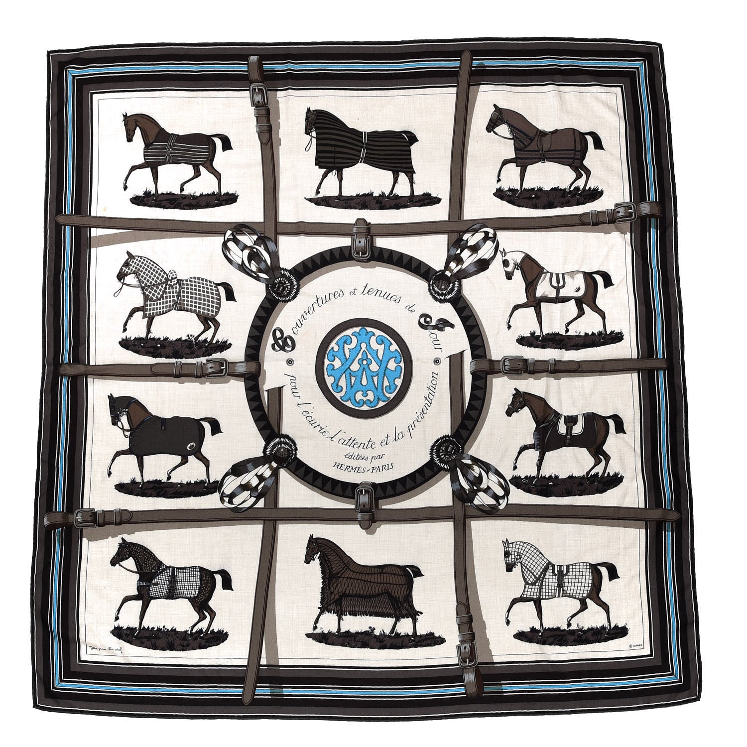 Hermes Cashmere Silk Couvertures Et Tenues de Jour Shawl 140 1 of 7