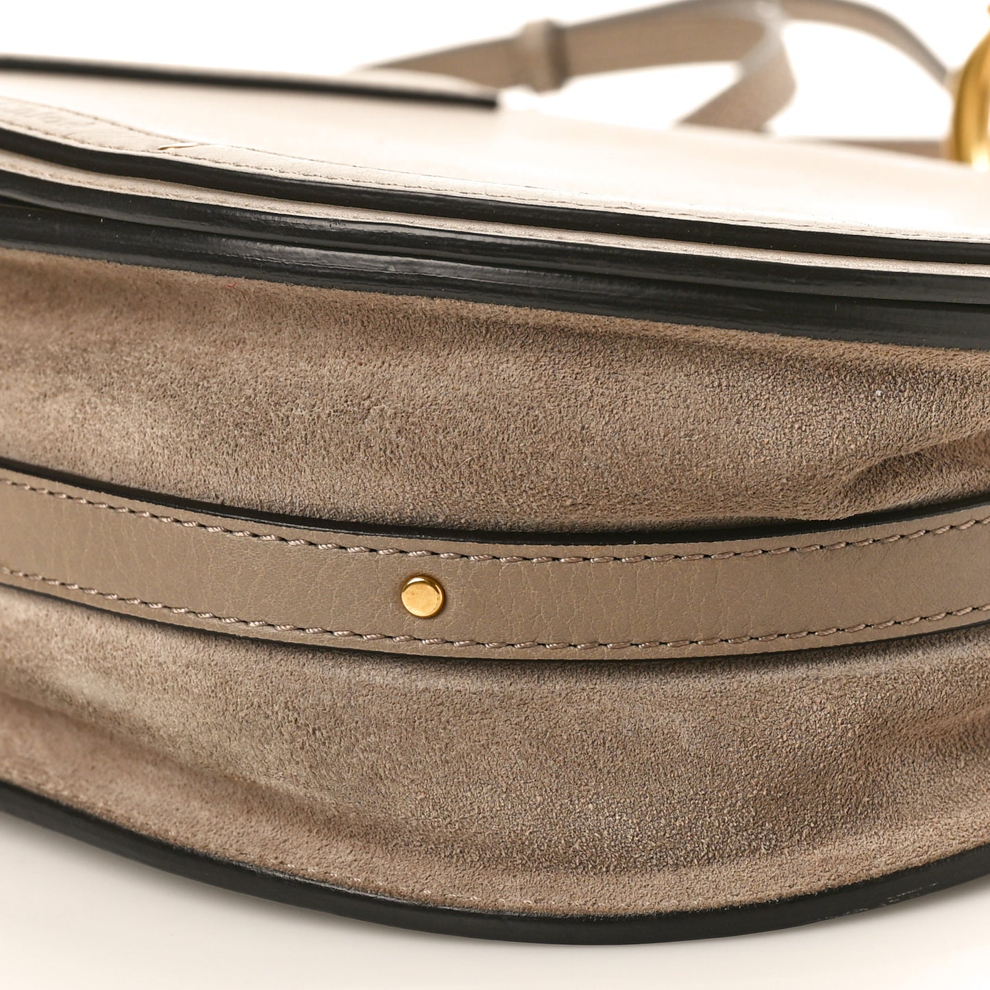 Calfskin Suede Medium Nile Bracelet Bag Motty Grey