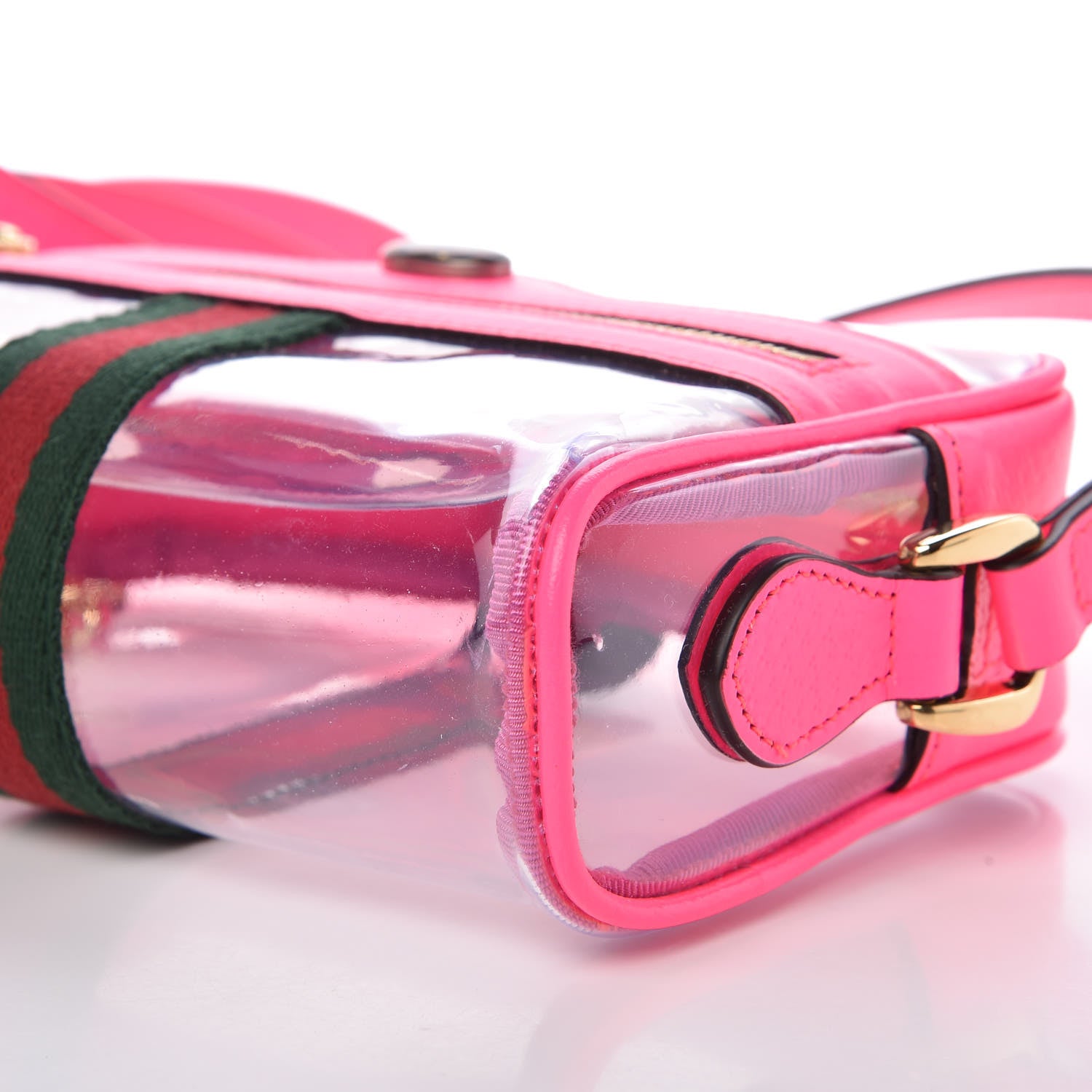 Gucci Vinyl Web Mini Ophidia Transparent Shoulder Bag Fluorescent Fuchsia 6 of 9