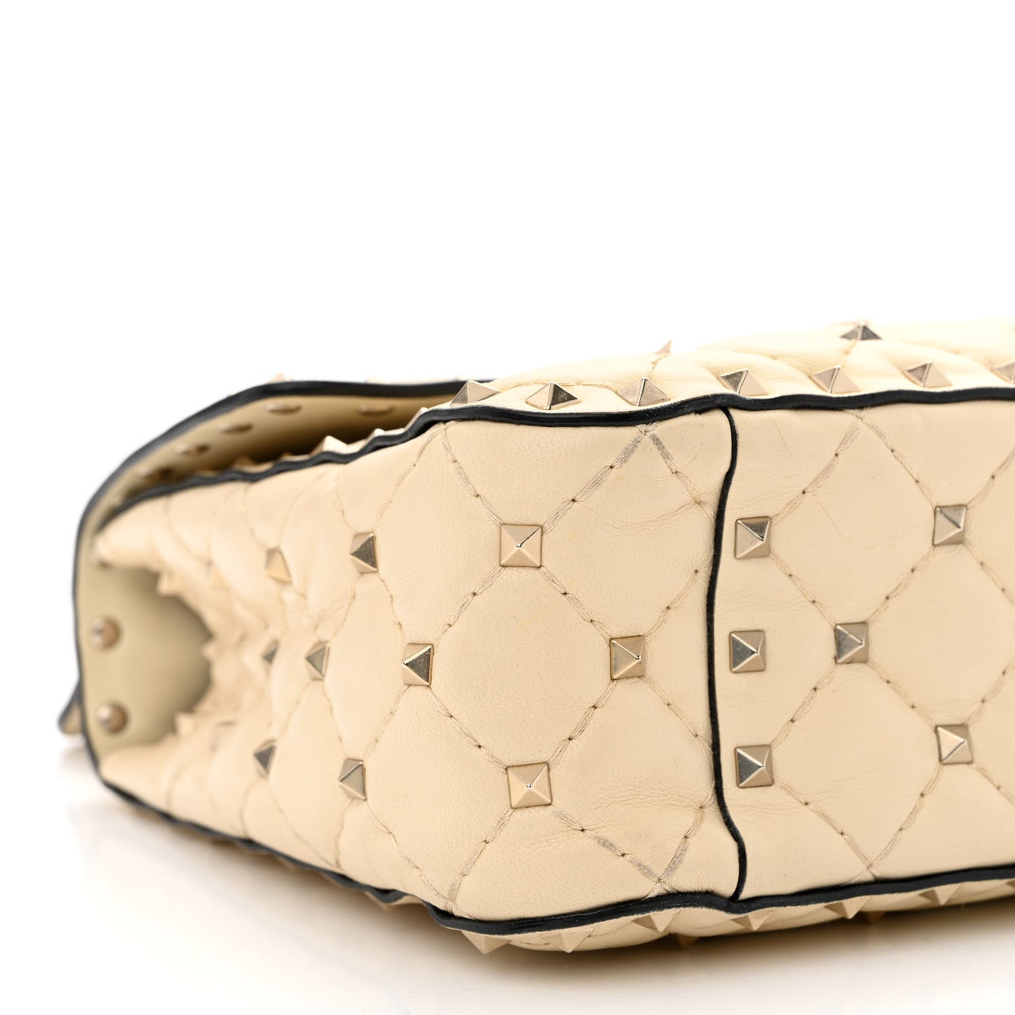 Nappa Medium Rockstud Spike Shoulder Bag Light Ivory