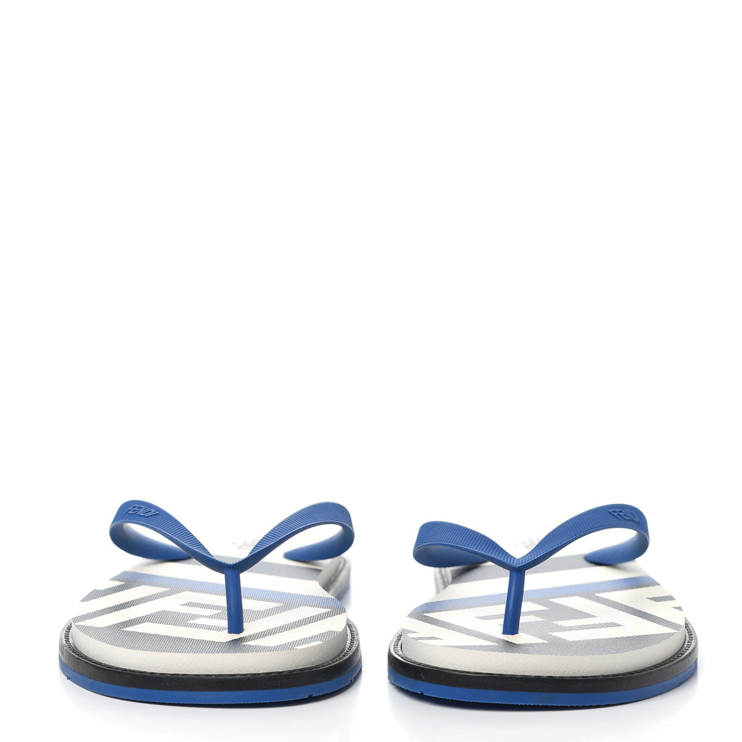 Rubber FF Mens Logo Thong Sandals 7 Black Blue