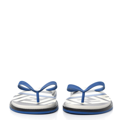 Fendi Rubber FF Mens Logo Thong Sandals 7 Black Blue 2 of 9