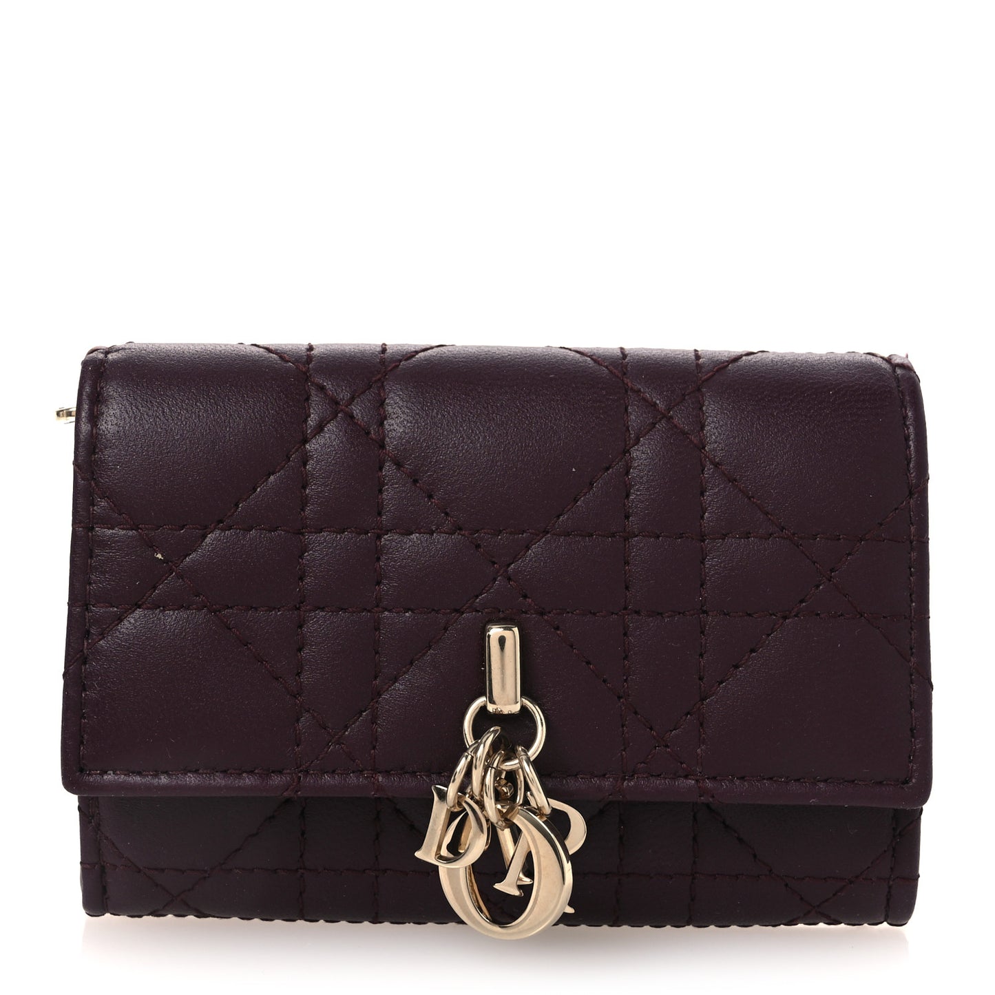 Lambskin Cannage Miss Dior Glycine Wallet Deep Fuchsia