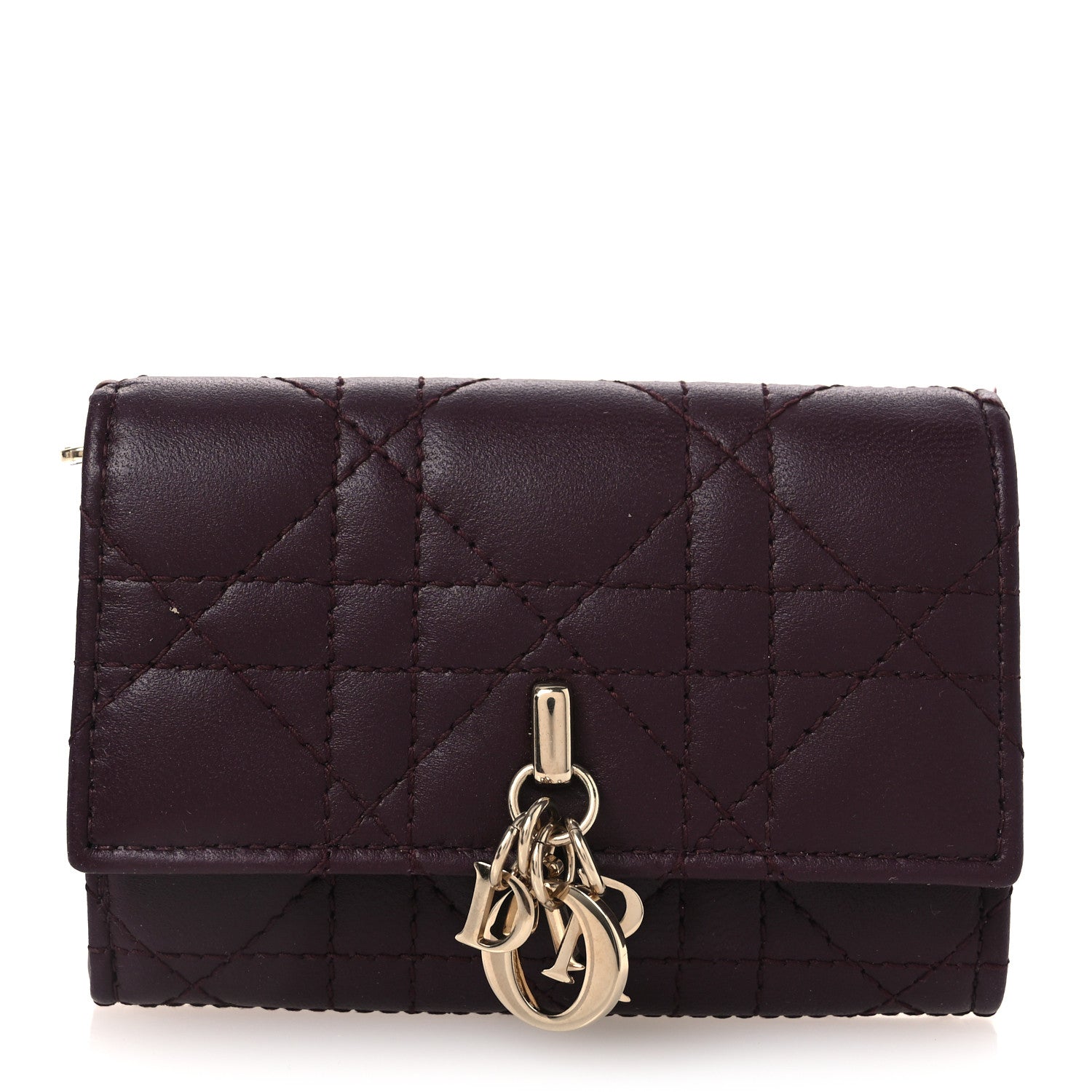 Christian Dior Lambskin Cannage Miss Dior Glycine Wallet Deep Fuchsia 1 of 8