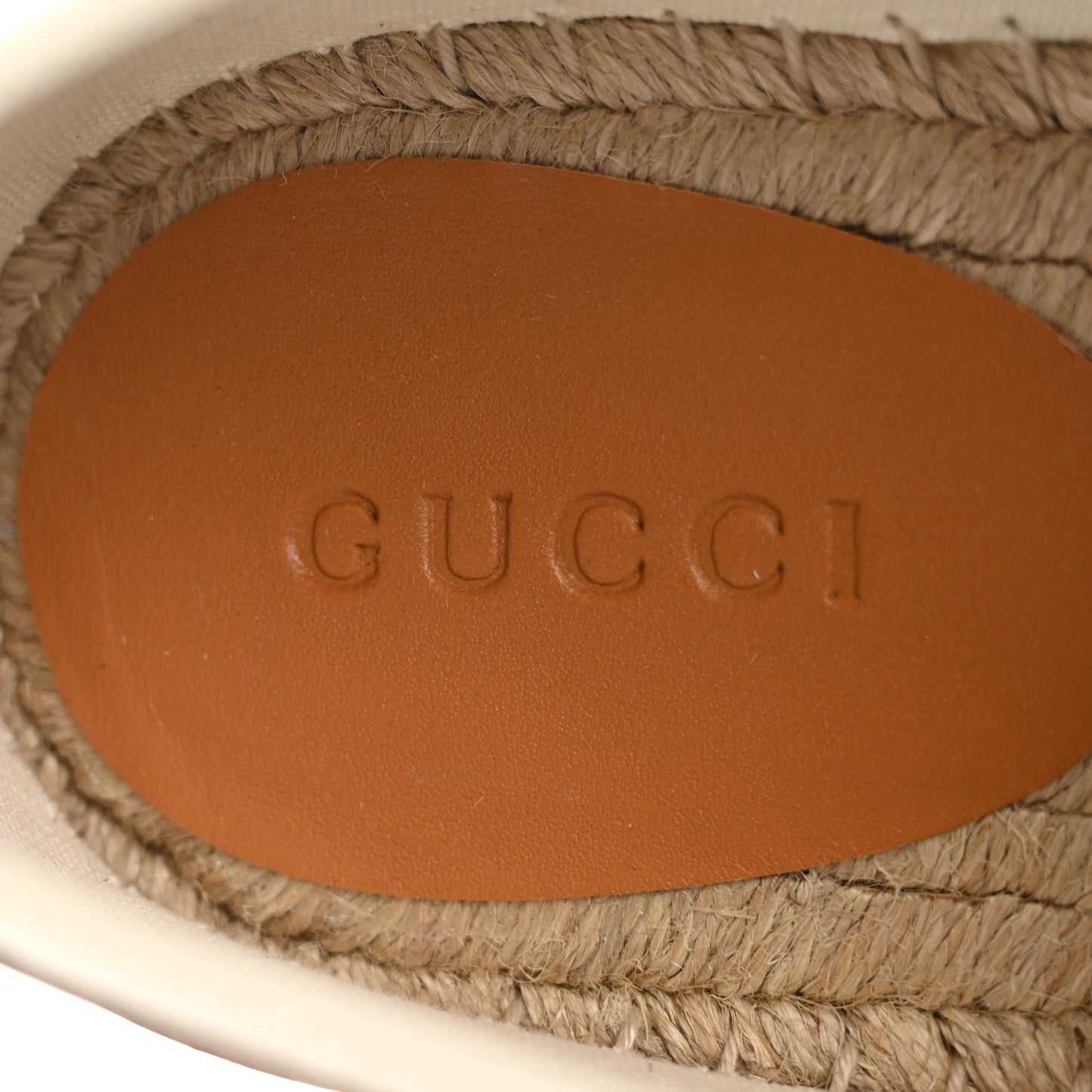 GG Monogram Mens Espadrille Loafers 9 Beige Ebony Mystic White