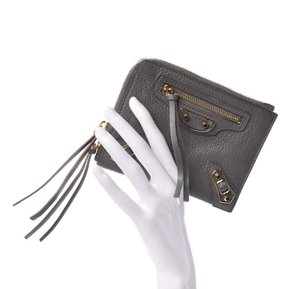 Balenciaga Chevre Agneau Arena Gold Metallic Edge Hardware Mini Pouch Gris Acier 2 of 7