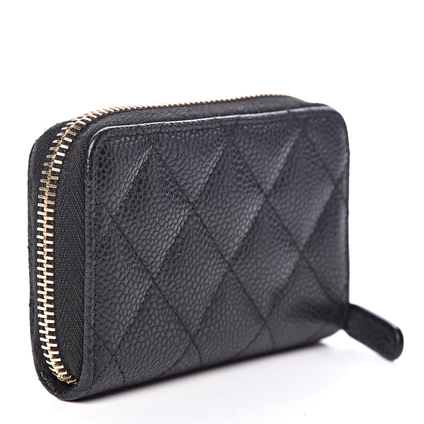 Caviar Quilted Zip Coin Purse Black