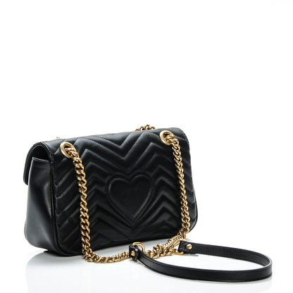 Gucci Calfskin Matelasse Small GG Marmont Shoulder Bag Black 3 of 14