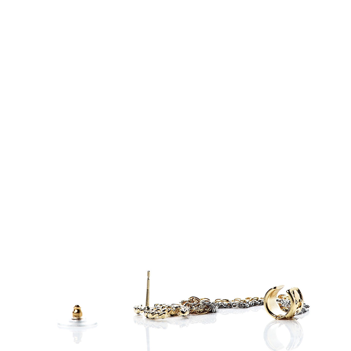 Crystal CC Chain Cuff Single Earring Gold Silver