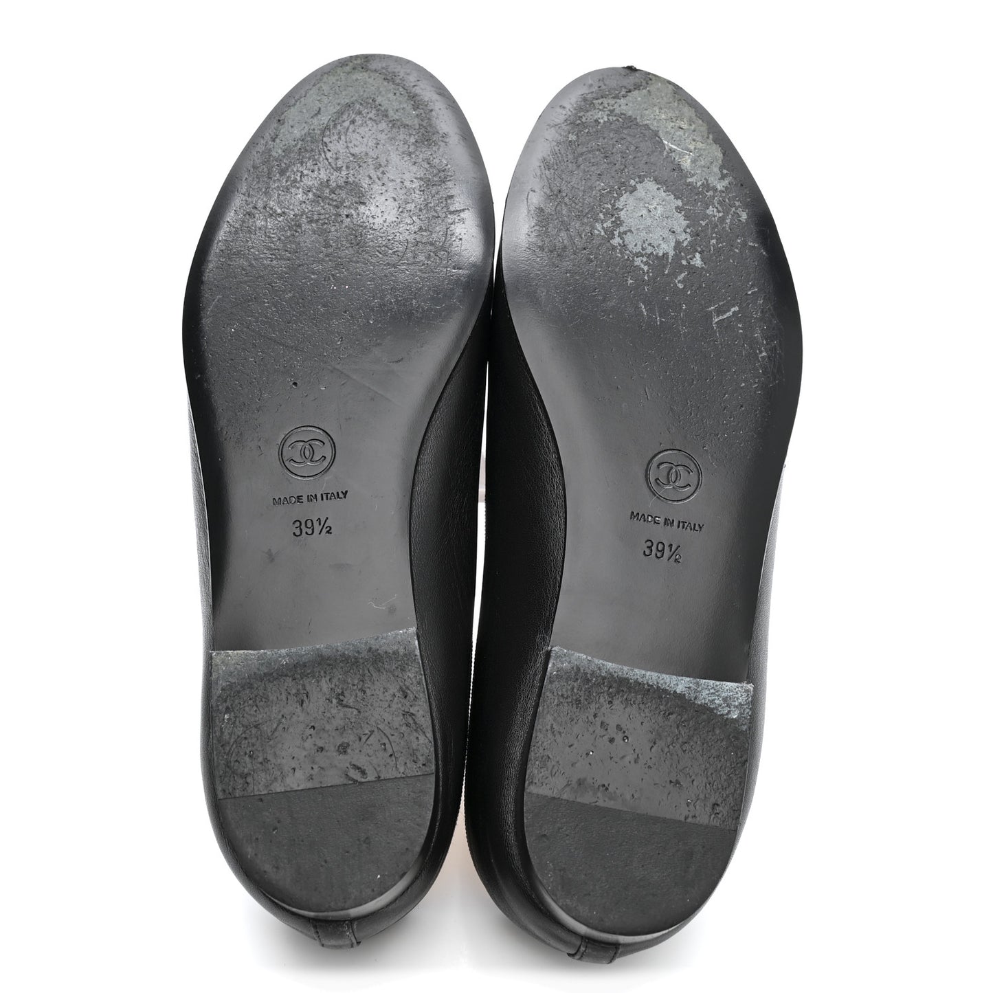 Lambskin Patent Cap Toe Ballerina Flats 39.5 Black