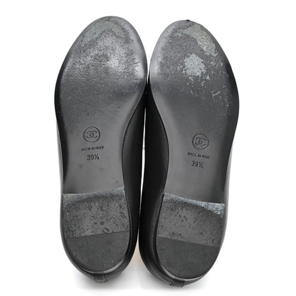 Chanel Lambskin Patent Cap Toe Ballerina Flats 39.5 Black 6 of 18
