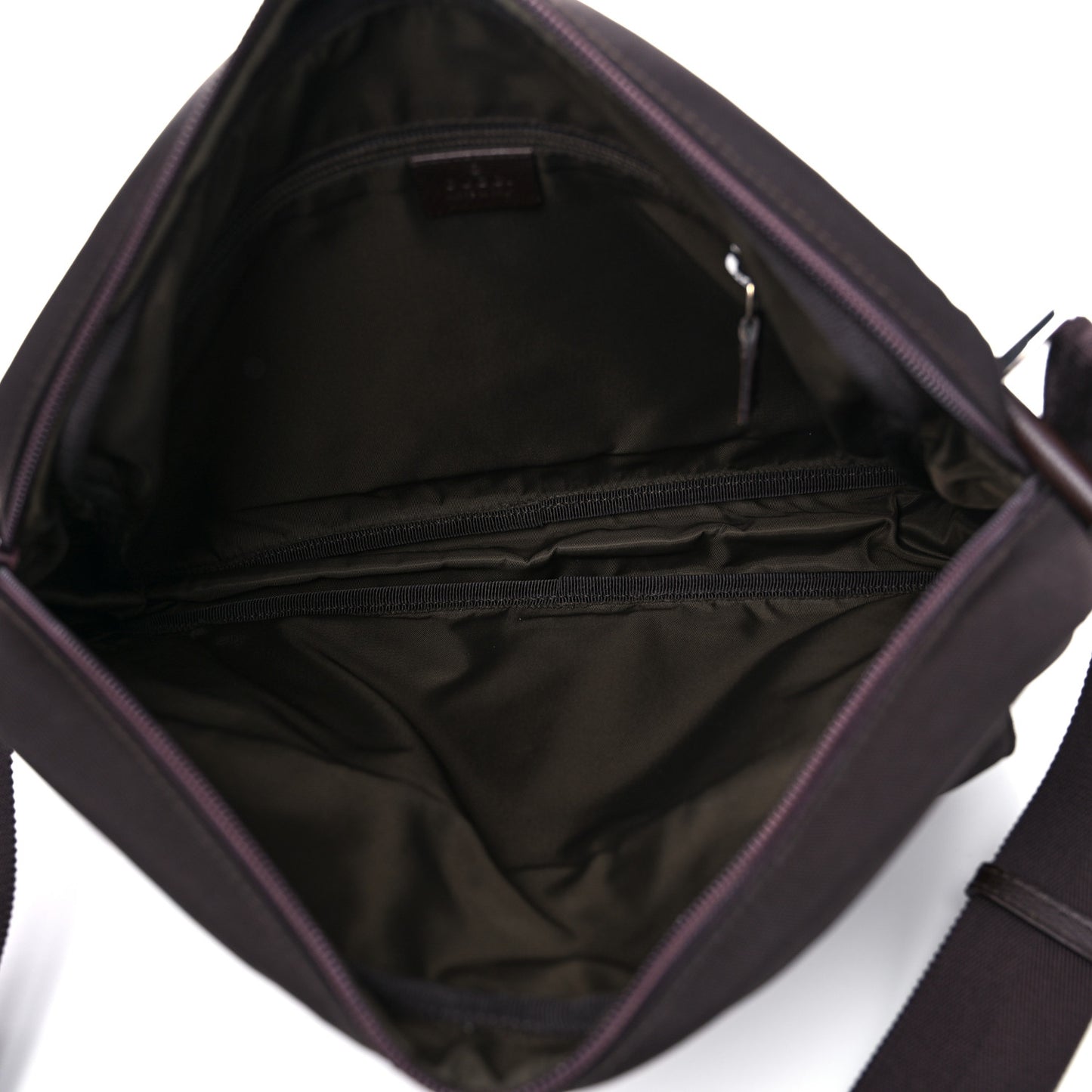 Nylon Medium Flap Messenger Bag Brown