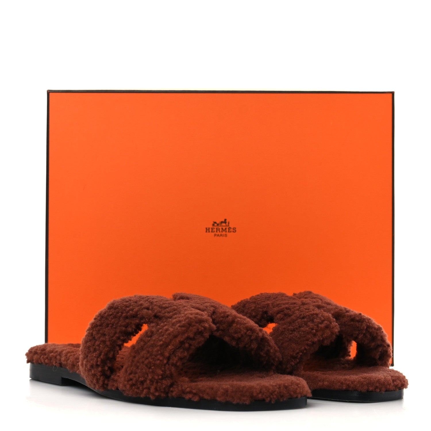 Hermes Woolskin Oran Sandals 40 Cognac 8 of 8