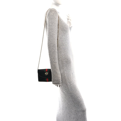 Gucci Textured Calfskin Web Mini Rajah Slim Flap Shoulder Bag Black 2 of 11