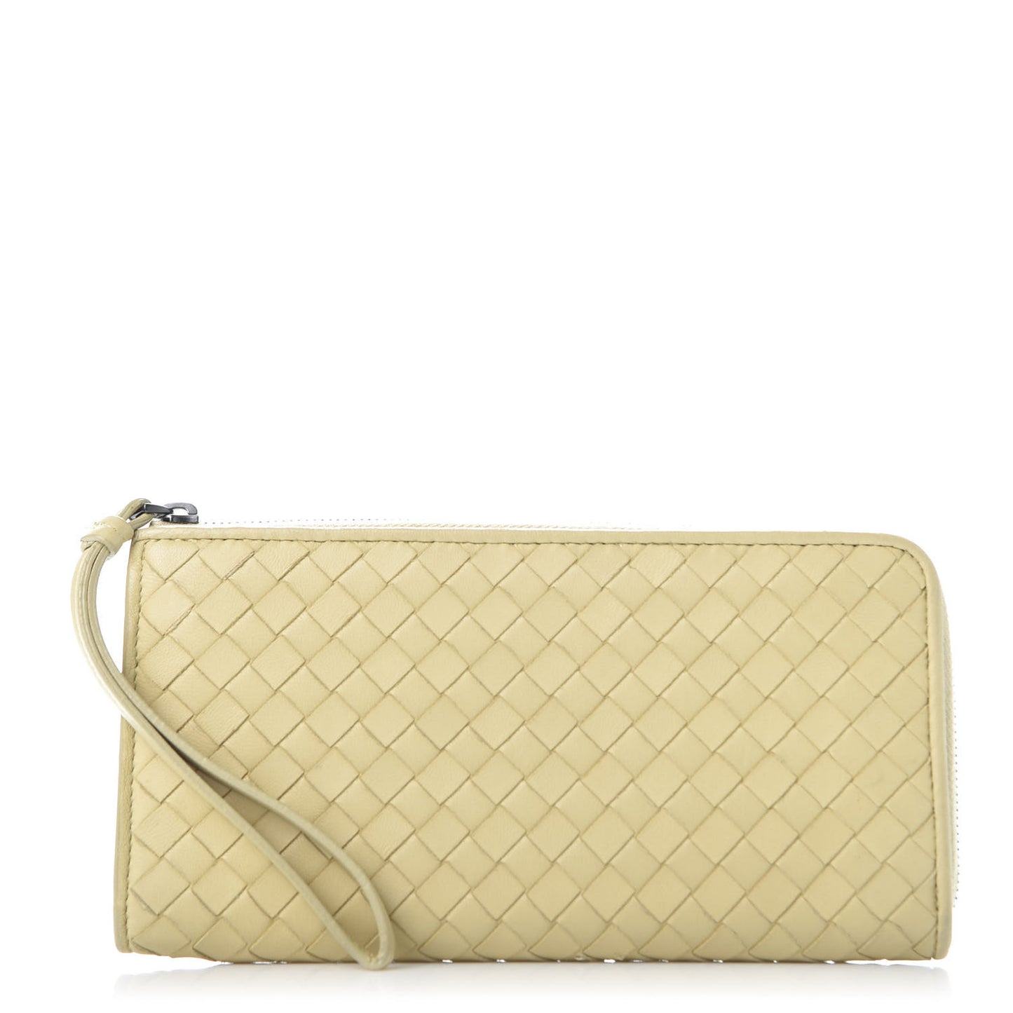 Nappa Intrecciato Half Zip Around Wallet Paille