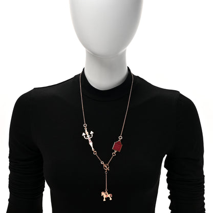 Hermes Metal Enamel Cheval Grand Parade Necklace Rose Gold 2 of 6