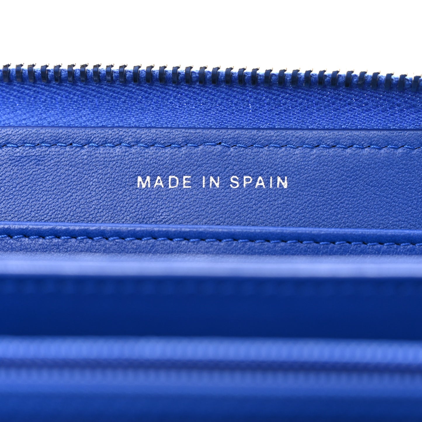 Lambskin Quilted Large Gusset Zip Around Wallet Blue