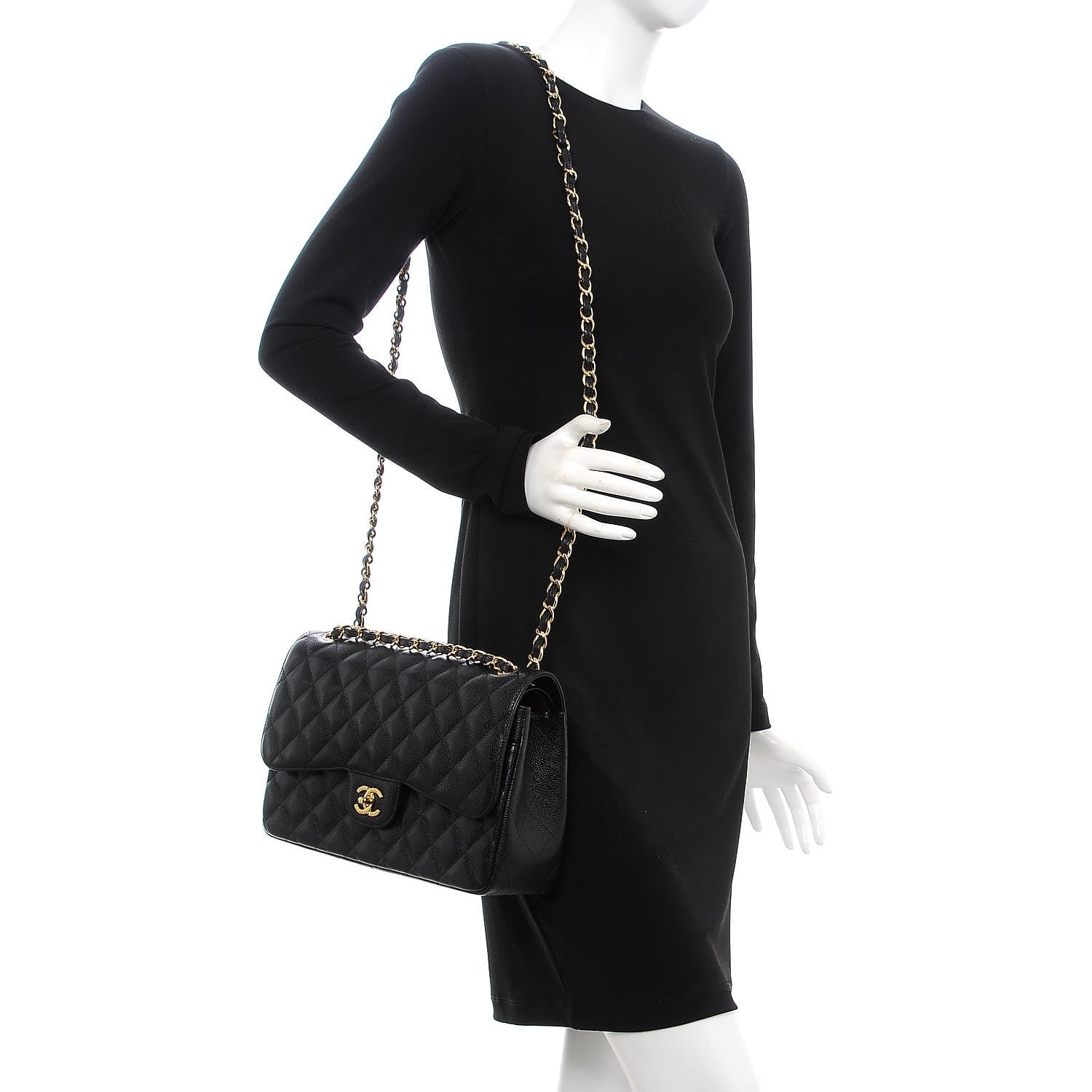 Chanel Caviar Quilted Jumbo Double Flap Black 2 of 9