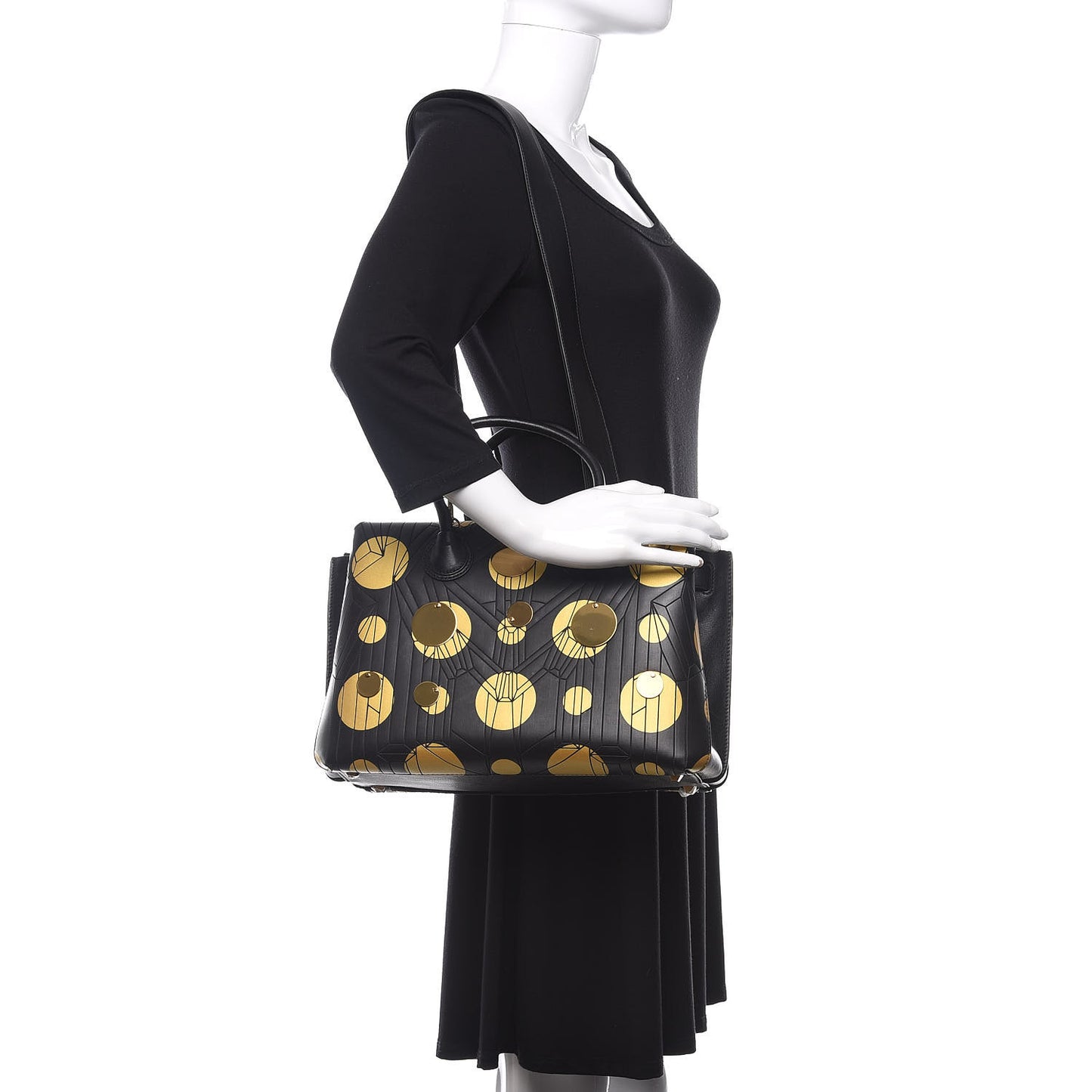 Calfskin Cosmo Medium Milla Tote Black Gold