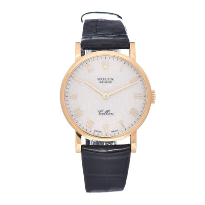 Rolex 18K Yellow Gold Alligator 26mm Cellini Manual Winding Watch White Jubilee 5109 1 of 9