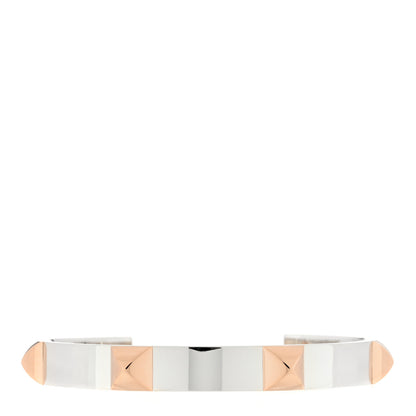 Hermes Sterling Silver 18K Rose Gold Clou d'H Cuff Bracelet ST 1 of 3