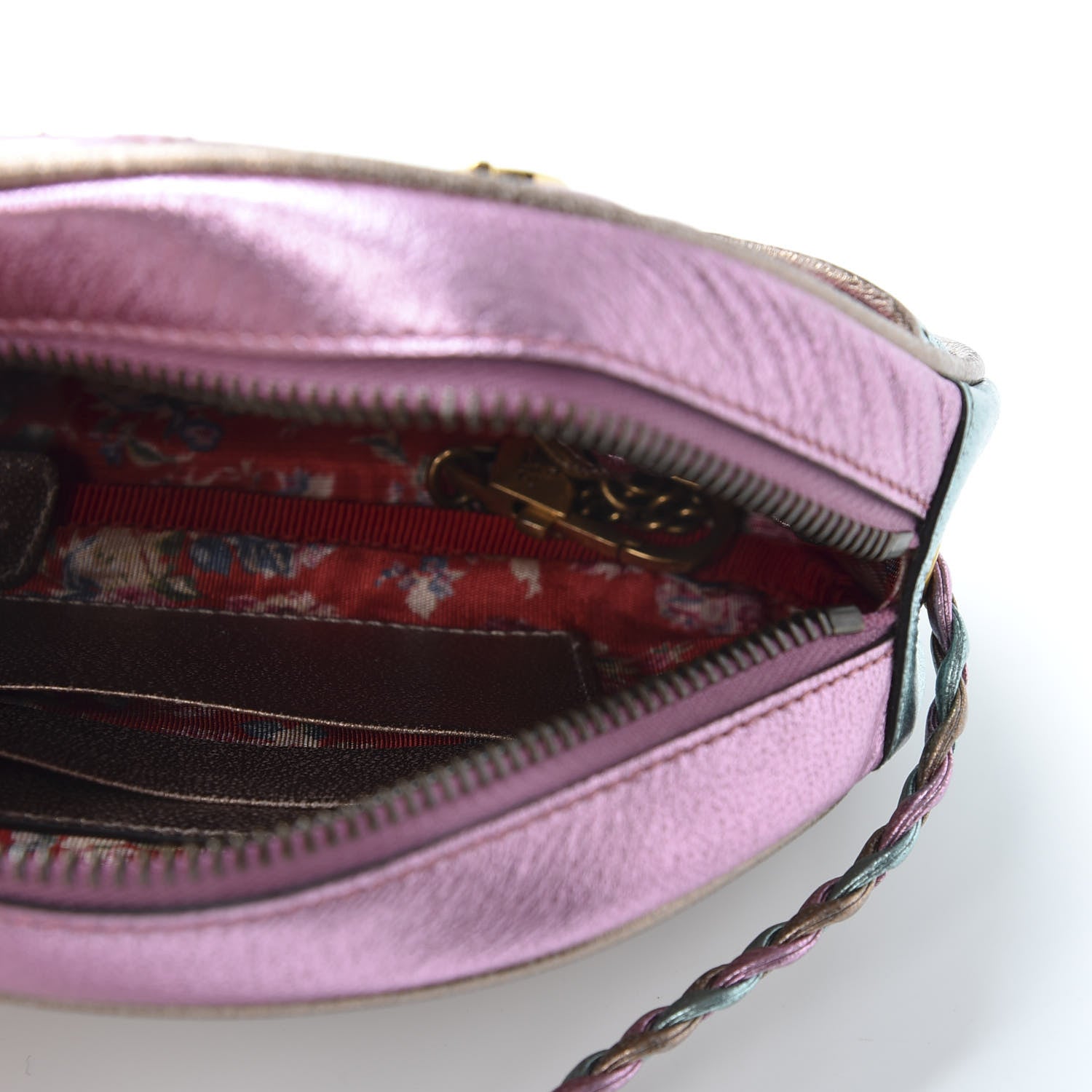 Gucci Laminated Nappa Trapuntata Mini Zumi Dome Shoulder Bag Rosa Lago Rame 4 of 9