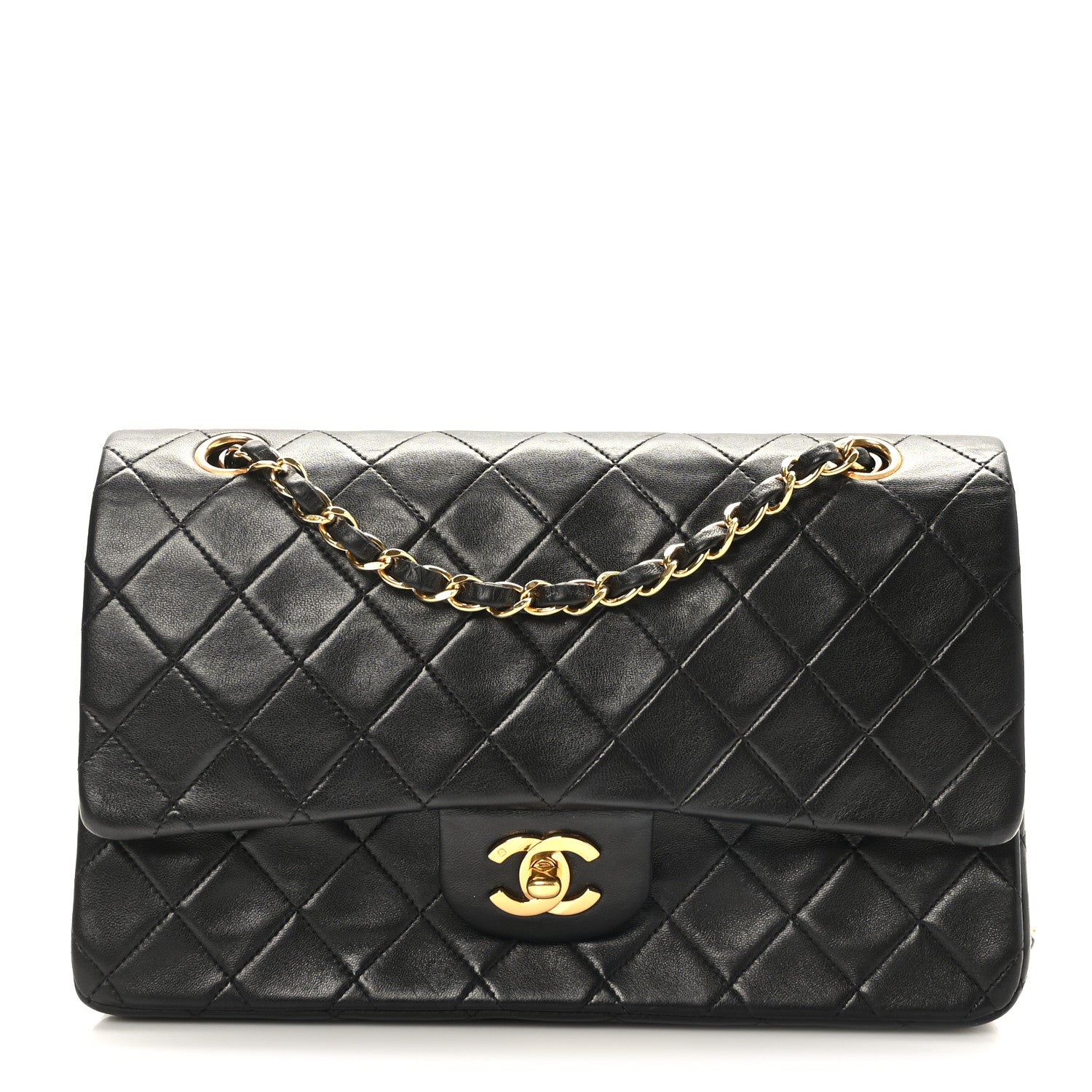 Chanel Lambskin Quilted Medium Double Flap Black 1 of 9