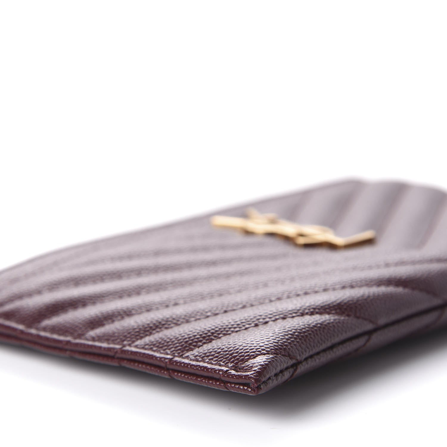 Saint Laurent Grain De Poudre Chevron Monogram Bill Pouch Palissandre 8 of 12