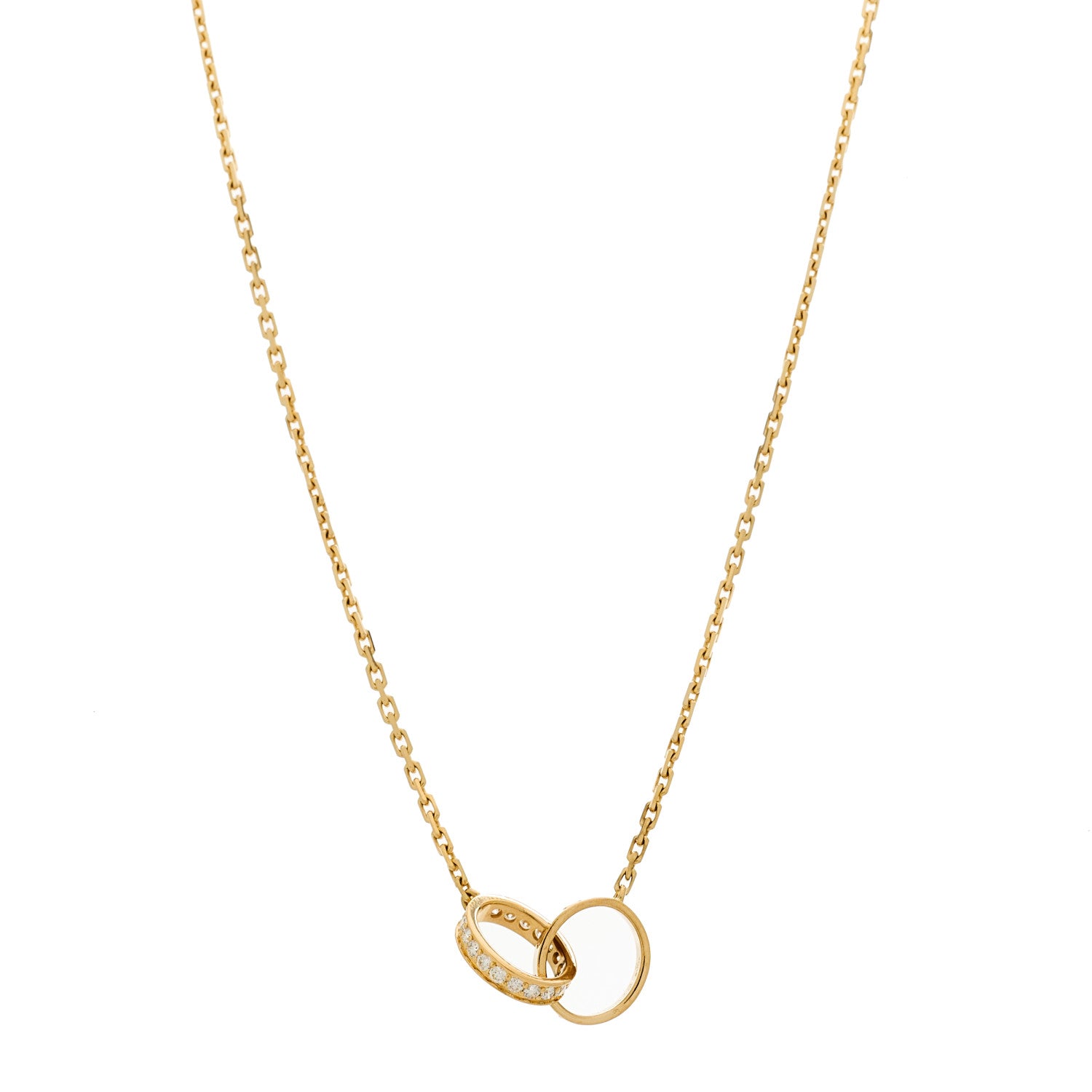 Cartier 18K Yellow Gold Diamond Interlocking LOVE Necklace 1 of 7