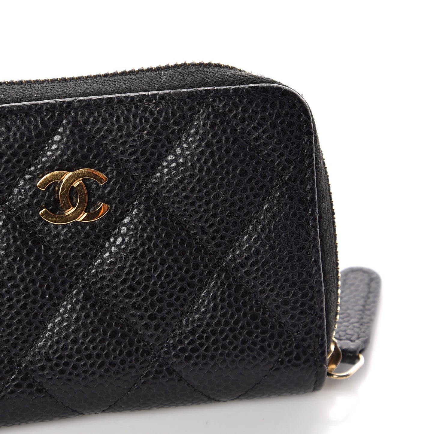 Caviar Quilted Zip Coin Purse Black