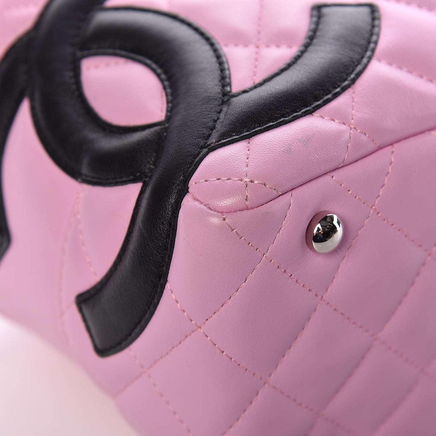 Calfskin Quilted Large Cambon Bowler Pink Black