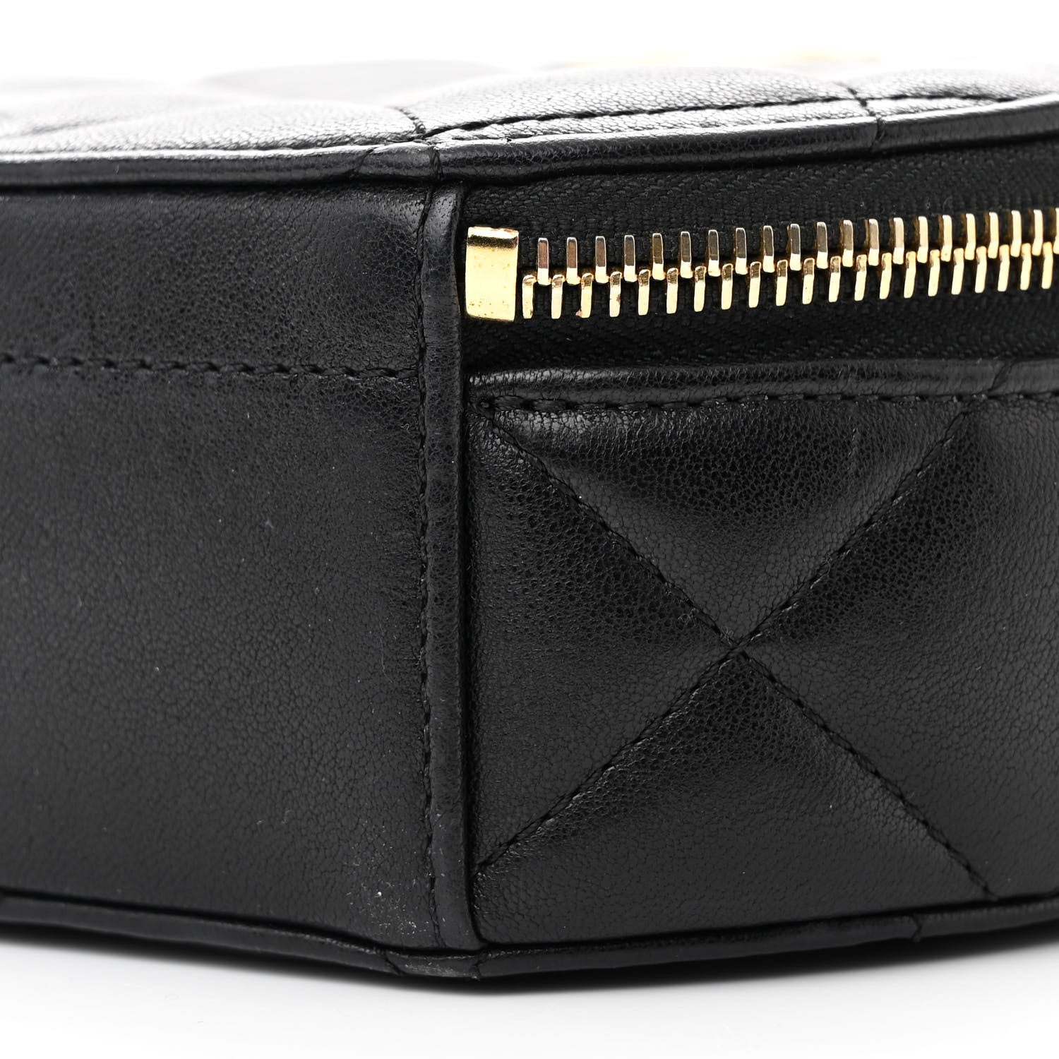 Chanel Lambskin Metal Quilted Small Top Handle Round Shoulder Bag Black 10 of 11