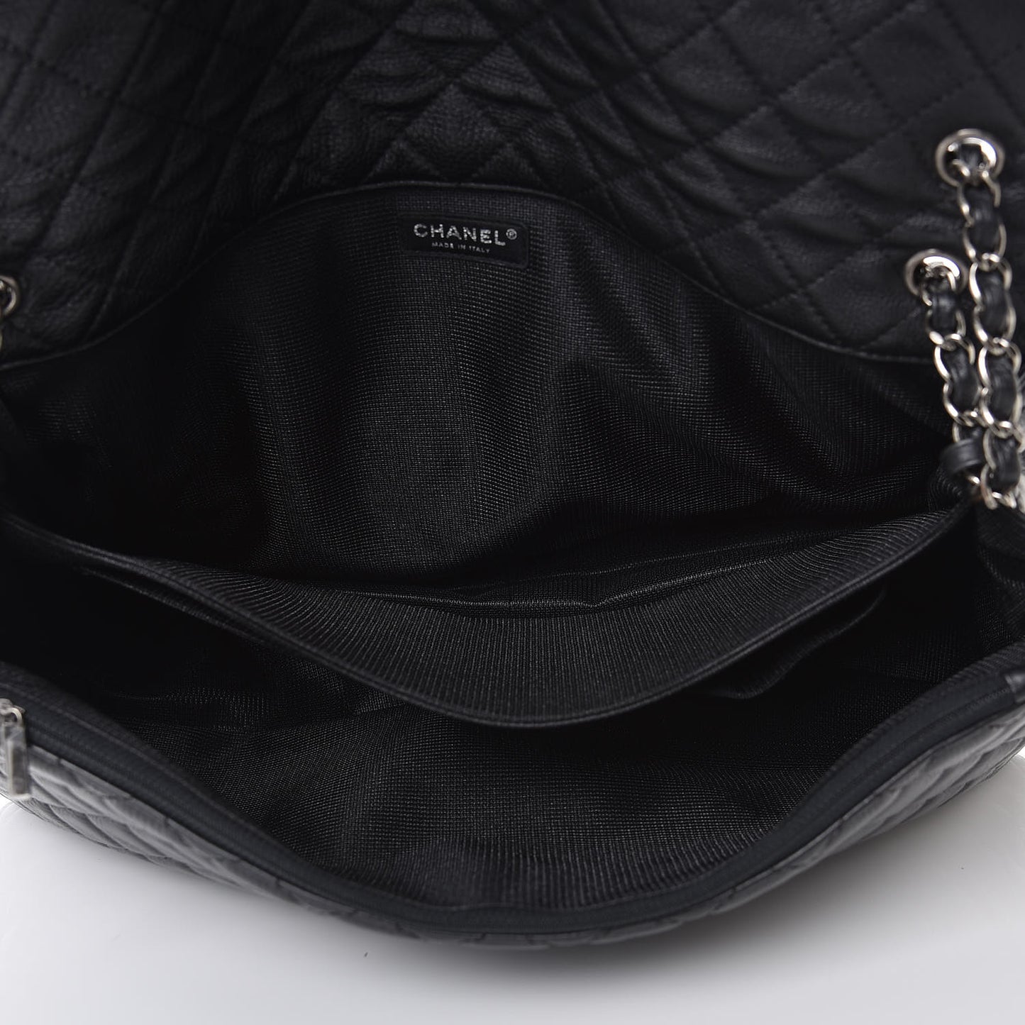 Calfskin Quilted XXL Travel Flap Bag Black