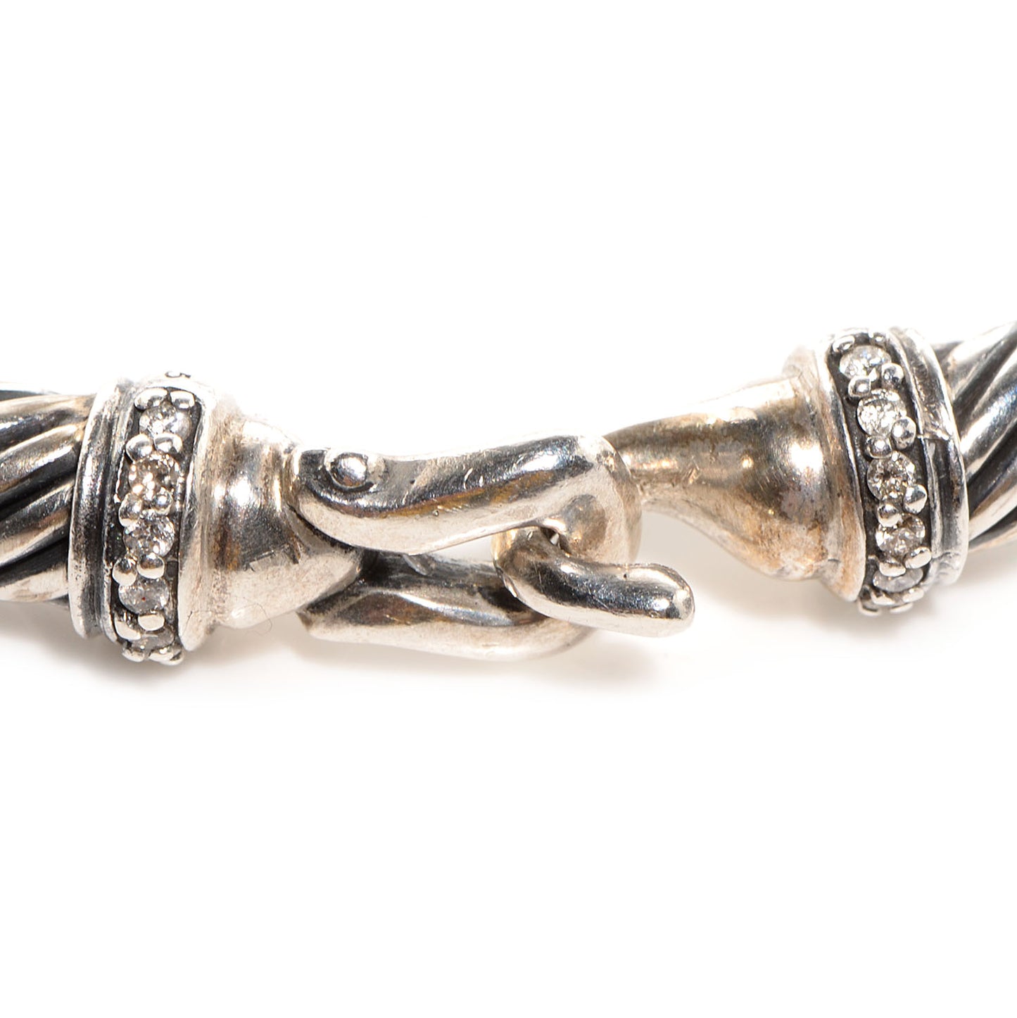 Sterling Silver Diamond 5mm Cable Buckle Bracelet