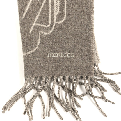 Hermes Cashmere Tete-a-Tete Equestre Scarf Taupe Grege 5 of 8