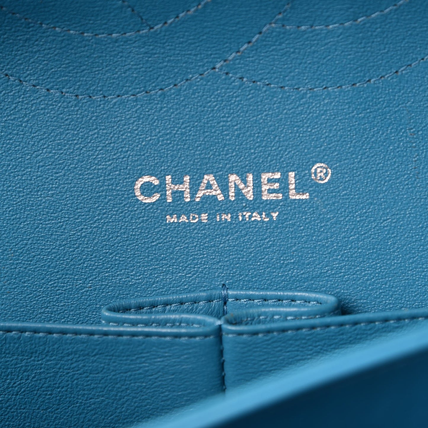 Patent Calfskin Quilted Jumbo Double Flap Turquoise