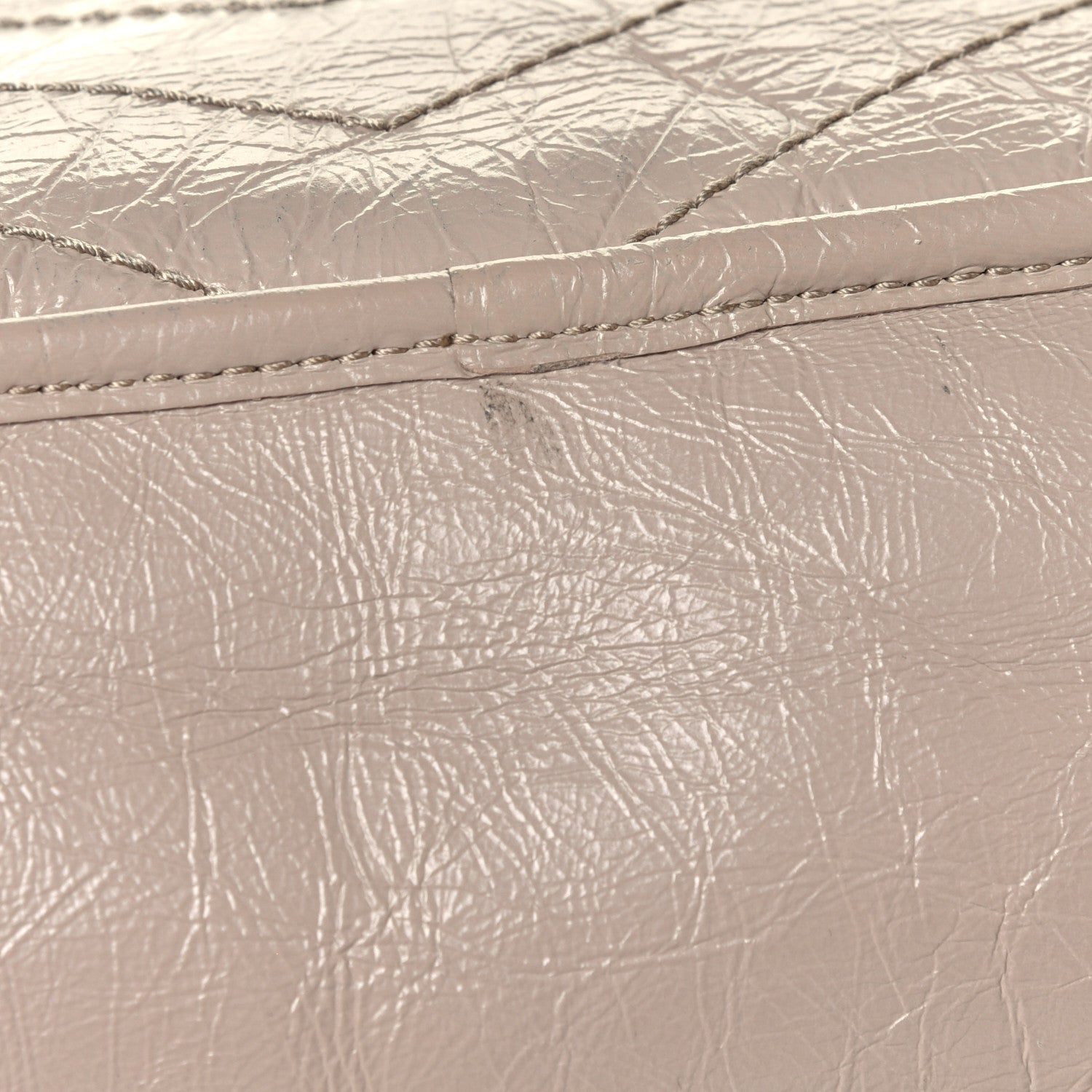 Saint Laurent Crinkled Calfskin Matelasse Monogram Medium Niki Chain Satchel Natural 5 of 5