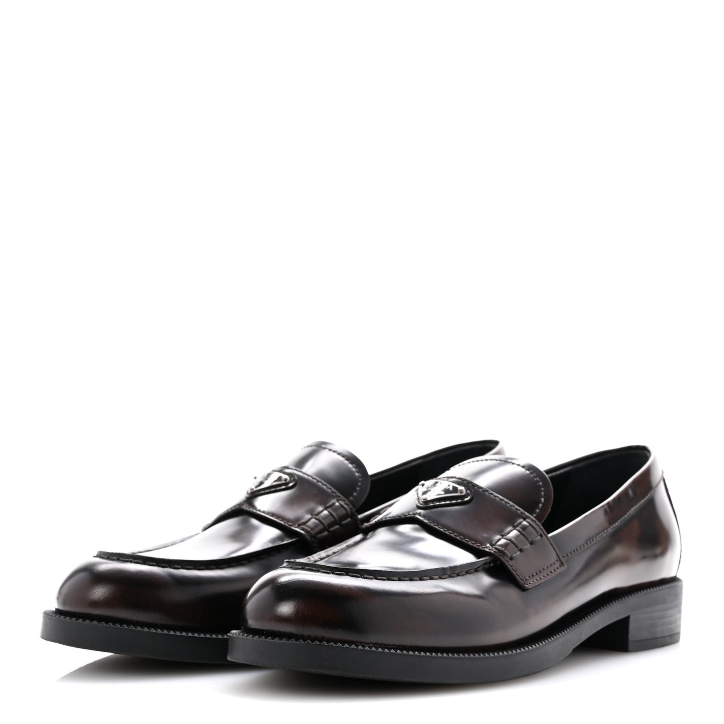 Spazzolato Fume Metal Triangle Logo 35mm Loafers 38.5 Bruciato