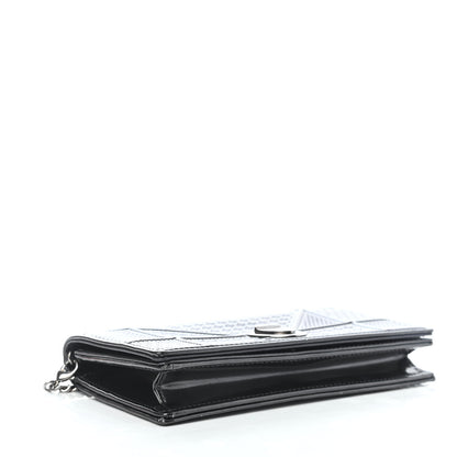 Christian Dior Metallic Patent Micro-Cannage Diorama Croisiere Chain Wallet Onyx Black 4 of 10