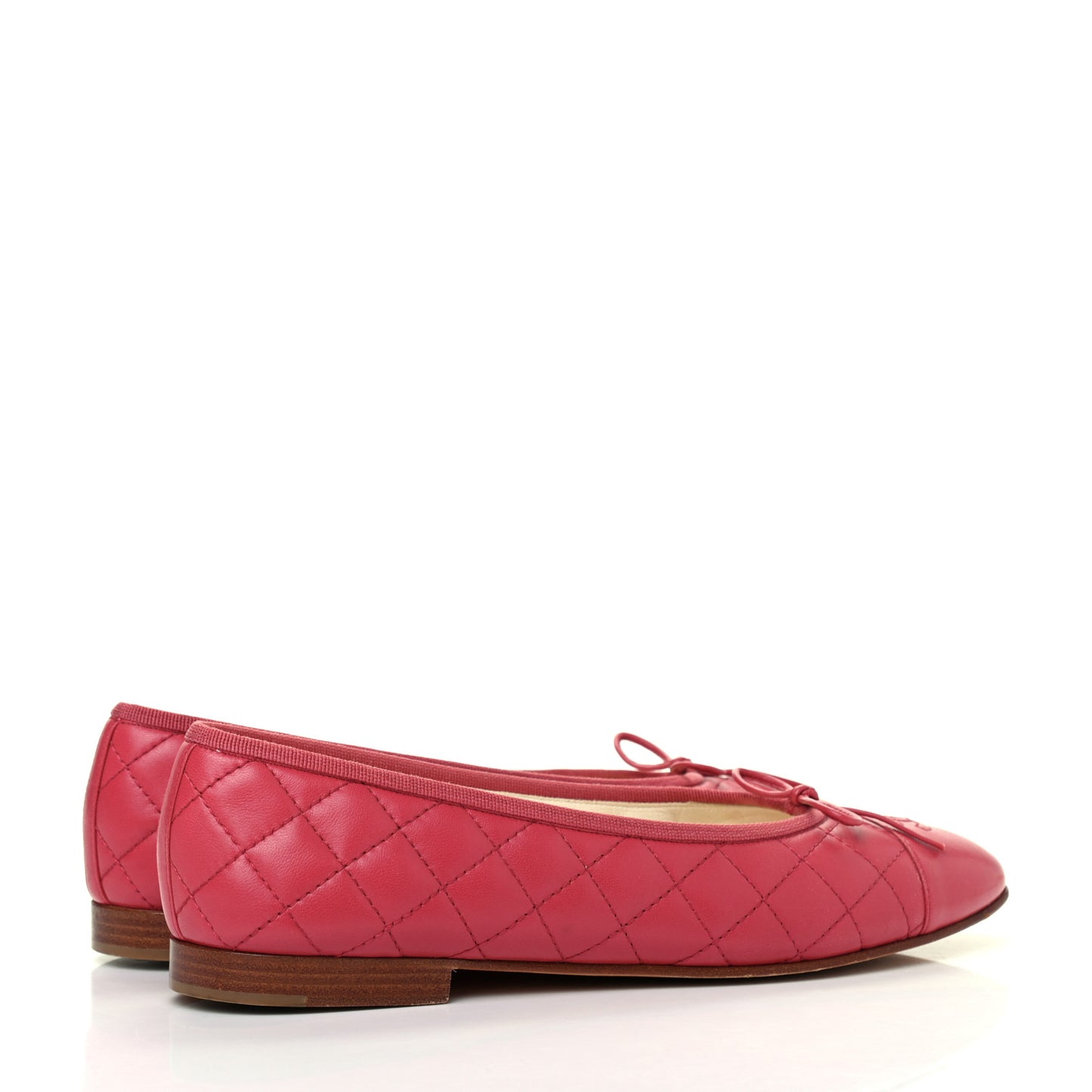 Lambskin Quilted CC Cap Toe Ballerina Flats 41 Dark Pink