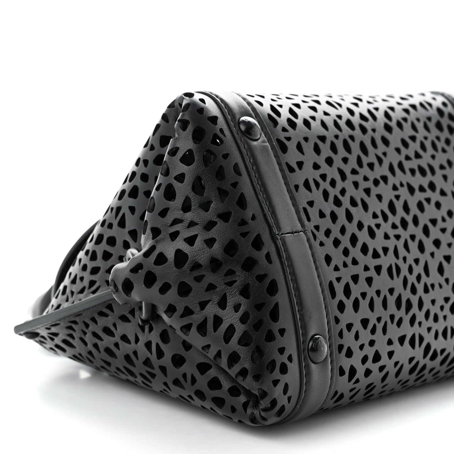Soft Calfskin Laser Cut Sofia Satchel Black